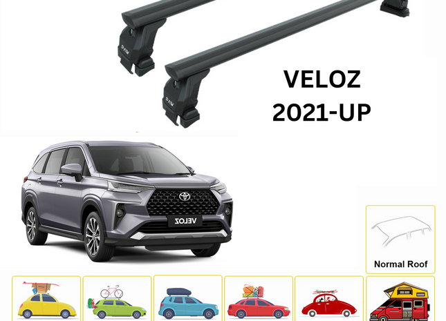 For Toyota Veloz Roof Rack Cross Bars Normal Roof Alu 2021-Up Black