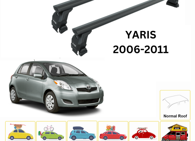 For Toyota Yaris HB 2006-11 Roof Rack Cross Bars Normal Roof Alu Black