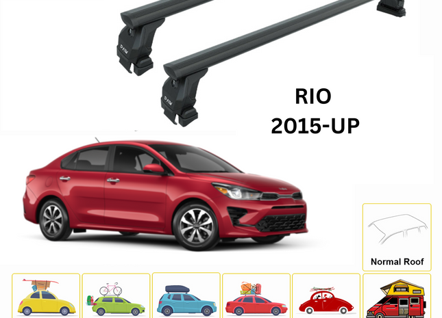 For Kia Rio Sedan 2015-Up Roof Rack Cross Bars Normal Roof Alu Black