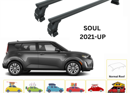 For Kia Soul 2021-Up Roof Rack Cross Bars Normal Roof Alu Black