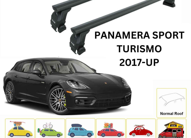 For Porsche Panamera Sport Turismo 2017-2025 Roof Rack Cross Bars Normal Roof Alu Black