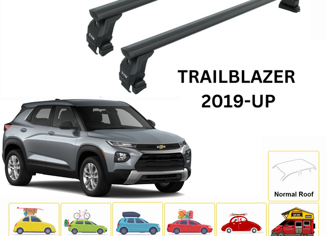 For Chevrolet Trailblazer Roof Rack Cross Bars Metal Bracket Normal Roof Alu 2019- Up Black