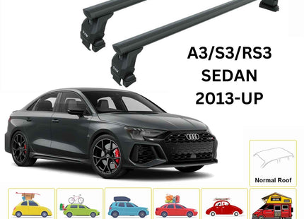 For Audi A3 Sedan Roof Rack Cross Bars Normal Roof Alu Black 2013-Up