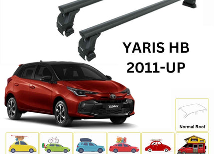 For Toyota Yaris HB Roof Rack Cross Bars Normal Roof Alu 2011-Up Black
