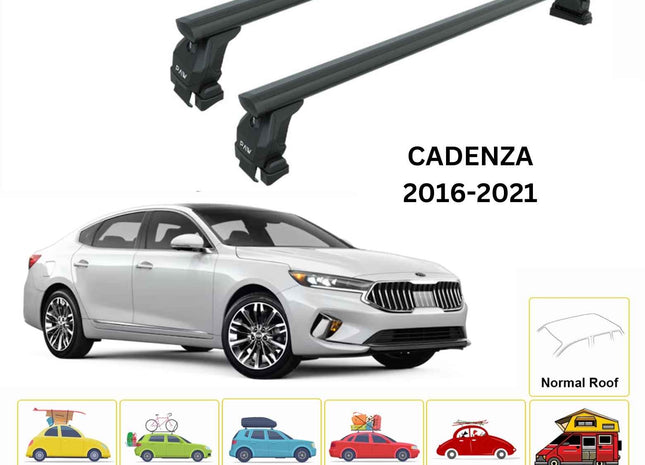 For Kia Cadenza 2016-21 Roof Rack Cross Bars Normal Roof Alu Black