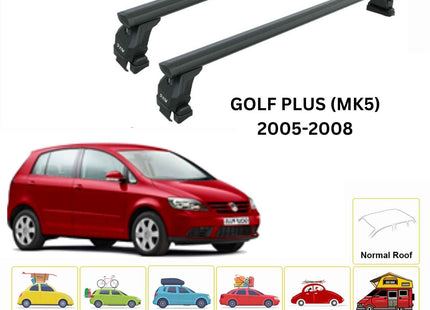 For Volkswagen Golf Plus (MK5) 2008-13 Roof Rack Cross Bar Normal Roof Alu Black