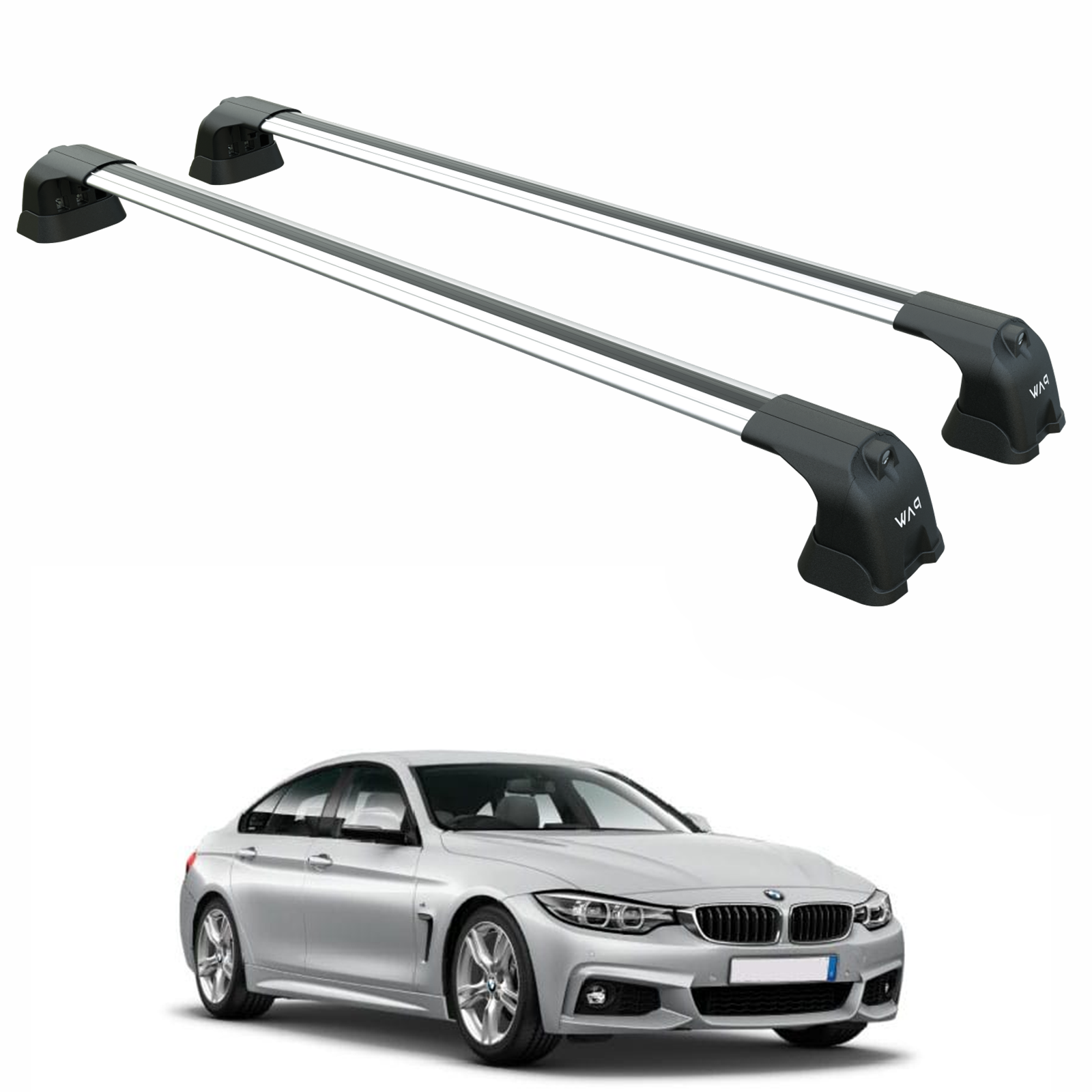 For BMW 4 Series Gran Coupe F36 (2014-2020) – Roof Rack Cross Bars (Fix Point, Aluminum, Silver)