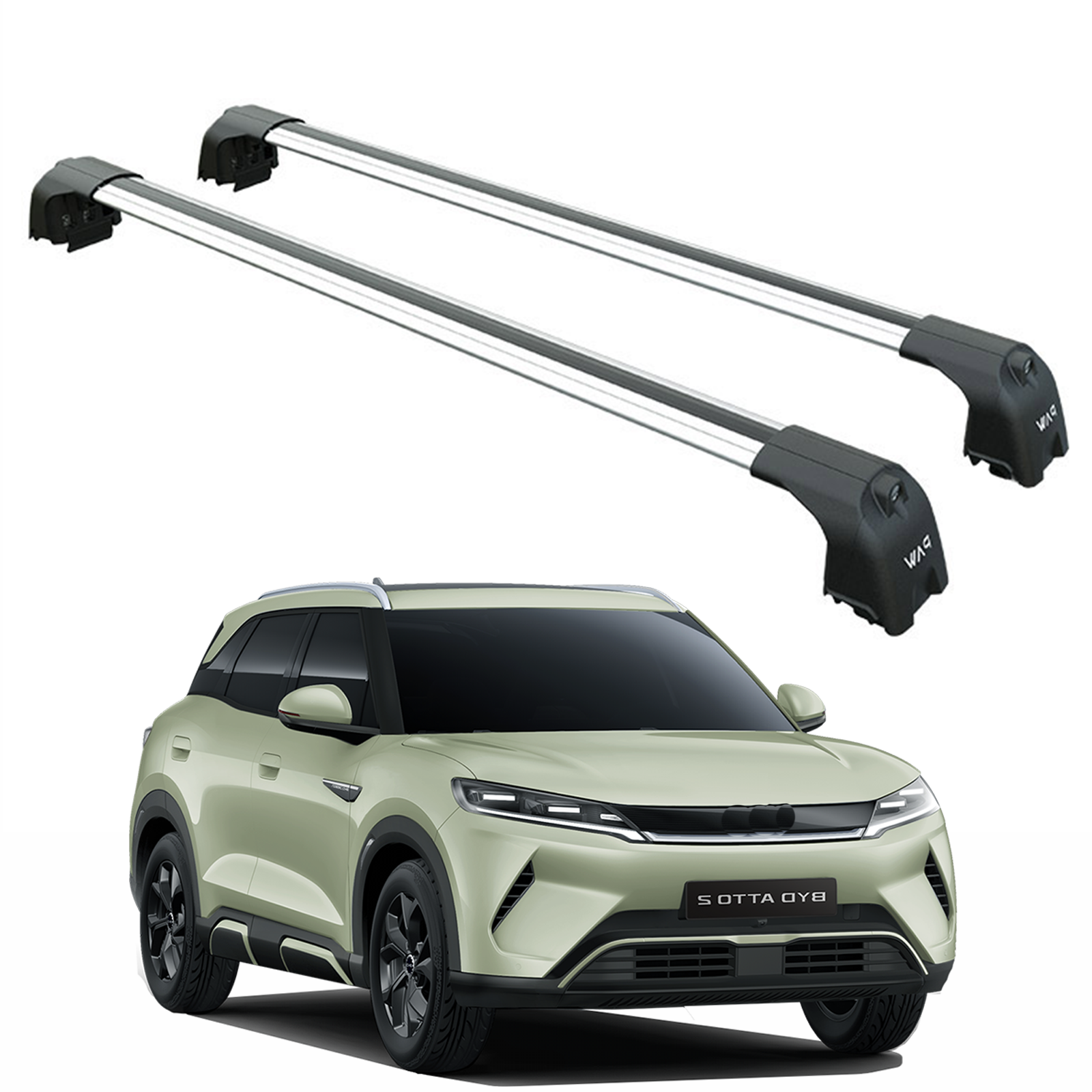 For BYD Atto 2 Roof Rack Cross Bars Flush Rail Alu Silver