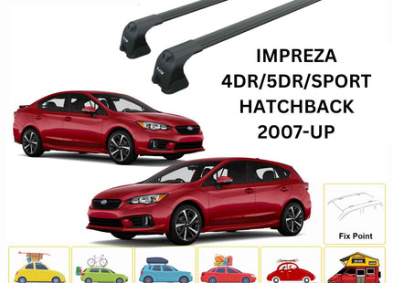For Subaru Impreza 2007-UP Roof Rack Cross Bar Metal Bracket Fix Point Alu Black