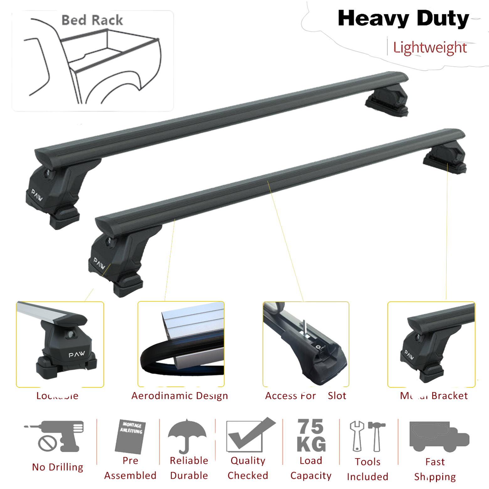 For Renault Modus Fix point Roof Rack Metal Bracket Alu Black 2004-2012