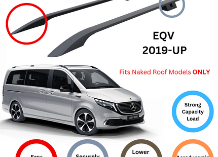 For Mercedes EQV 2019-Up Roof Side Rails Ultimate Style Alu Black