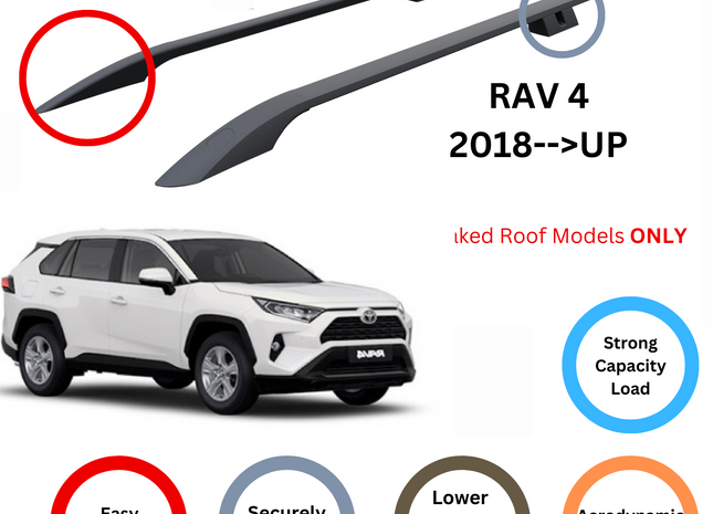 For Toyota Rav 4 Roof Side Rails Ultimate Style Alu Black 2013-2019