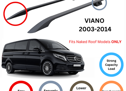 For Mercedes Viano 2003-14 Roof Side Rails Ultimate Style Alu Black