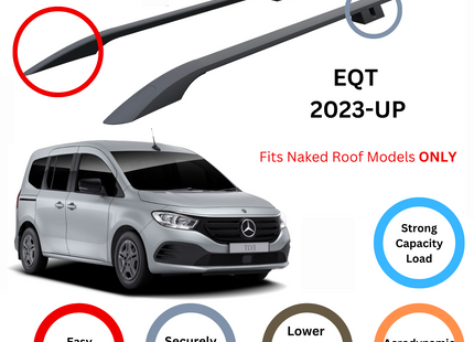 For Mercedes EQT 2023-Up Roof Side Rails Ultimate Style Alu Black