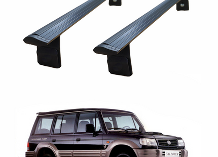 For Hyundai Galloper (1997-2003) Roof Rack Cross Bars Aluminum Rain Gutter, Black