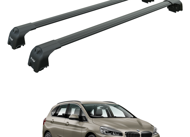For Bmw 2 Active Tourer F45 2014-2021 Roof Rack Cross Bars Flush Rail Black