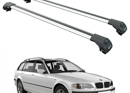 For Bmw 3 Touring E46 1998-2005 Roof Rack Cross Bars Raised Rail Silver