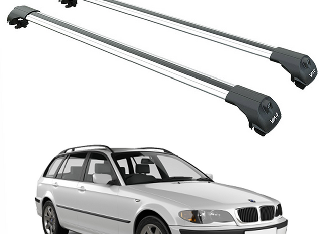 For Bmw 3 Touring E46 1998-2005 Roof Rack Cross Bars Raised Rail Silver
