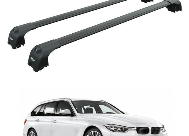 For Bmw 3 Touring F31 2012-2019 Roof Rack Cross Bars Flush Rail Black
