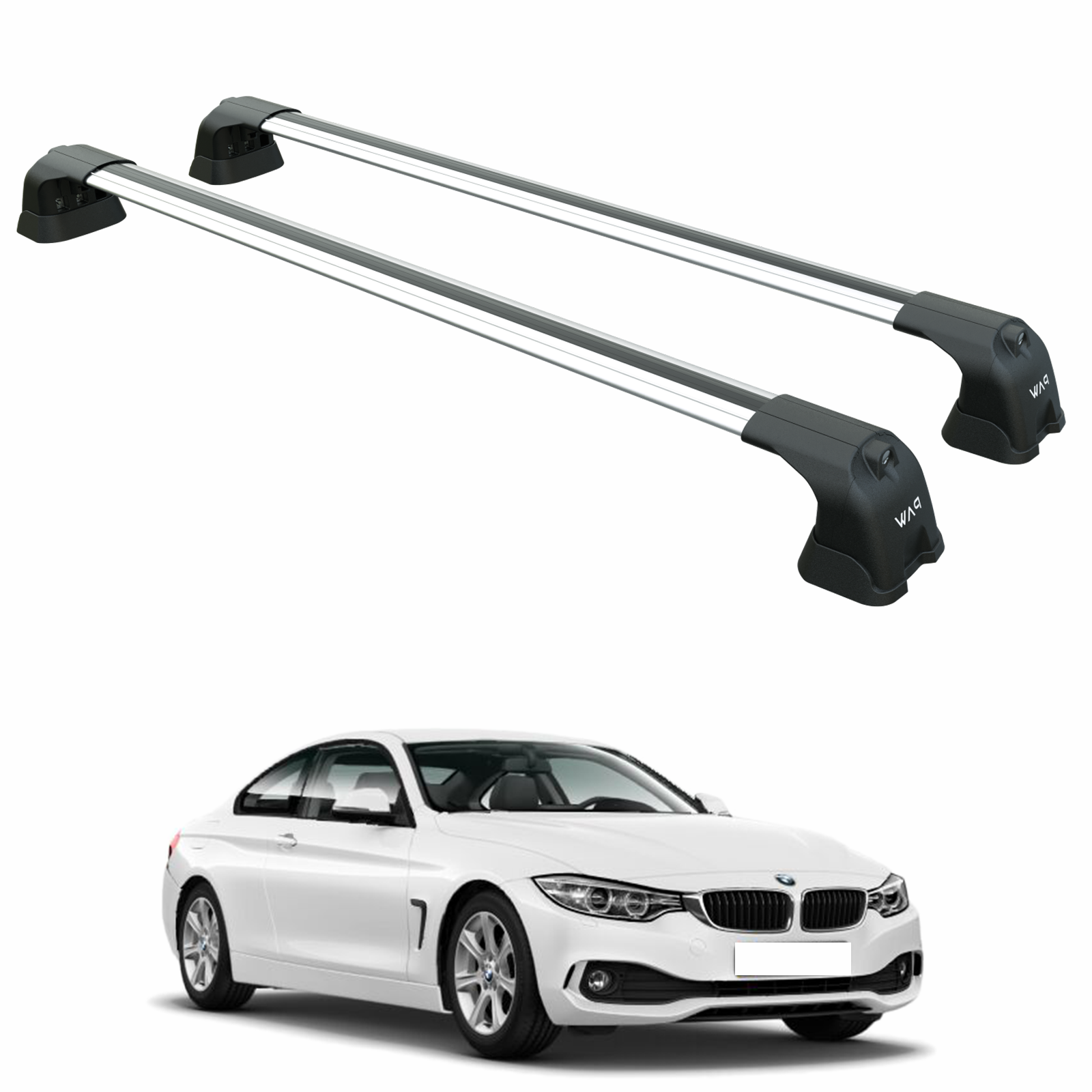 For BMW 4 Series Coupe F32 (2013-2020) – Roof Rack Cross Bars (Fix Point, Aluminum, Silver)