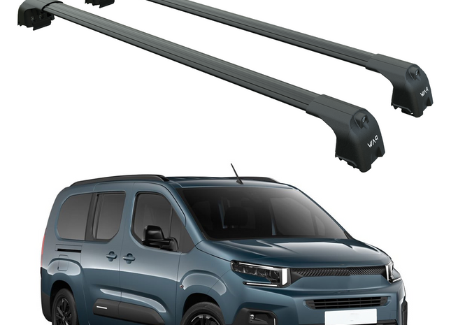 For Citroen Berlingo 2023-2025 Roof Rack System, Aluminum Cross Bar, Flush Rail, Black