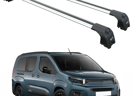 For Citroen Berlingo 2023-2025 Roof Rack System, Aluminum Cross Bar, Flush Rail, Silver