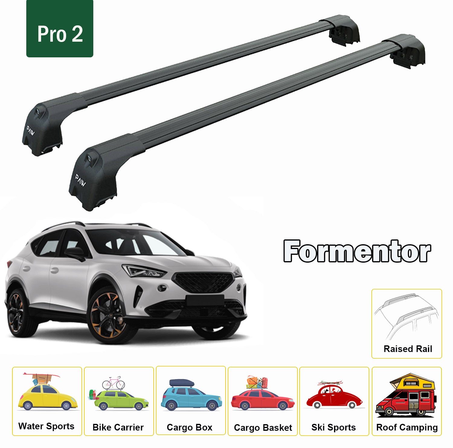 For Cupra Formentor Roof Rack System, Aluminium Cross Bar Black 2021- Up