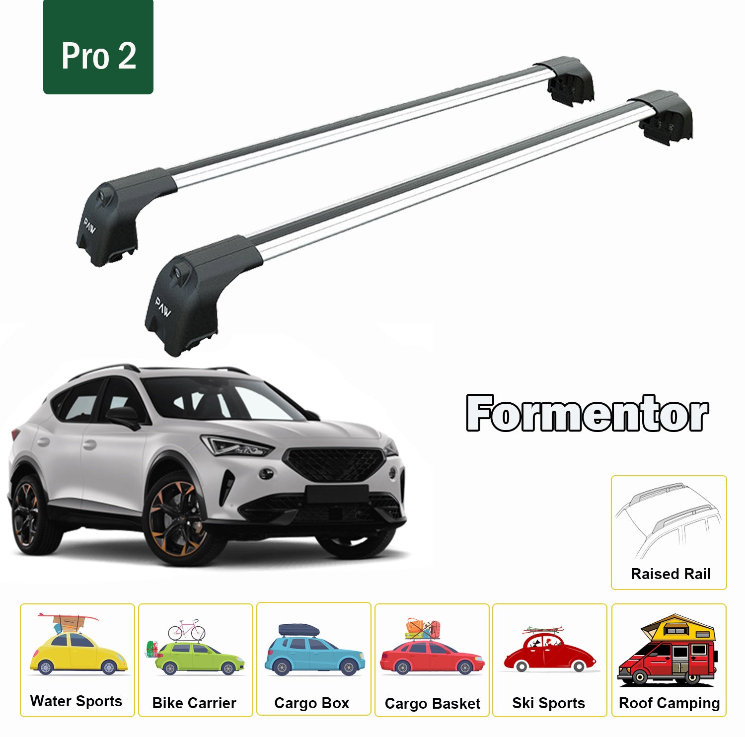 For Cupra Formentor Roof Rack System, Aluminium Cross Bar Silver 2021- Up