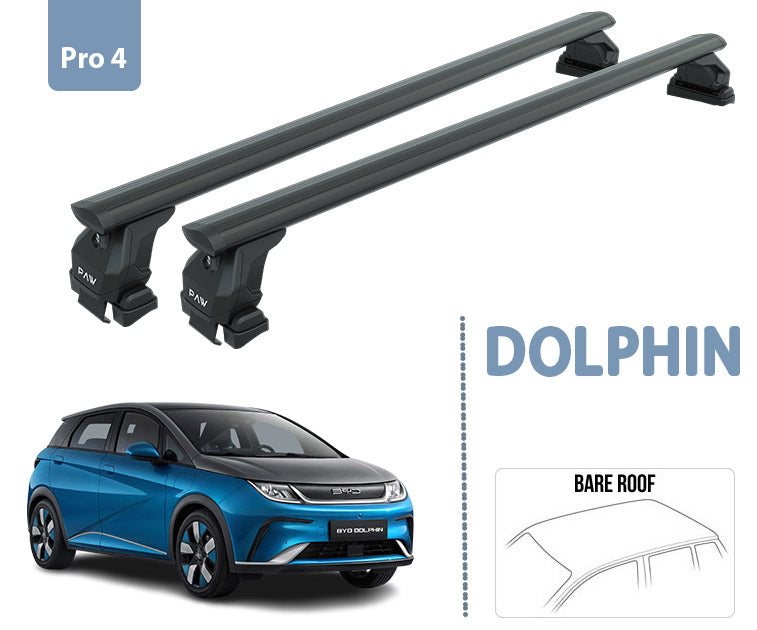 Byd Dolphin Lockable Aluminium Roof bars for cars with standard roof for Toros Pro 4 Black