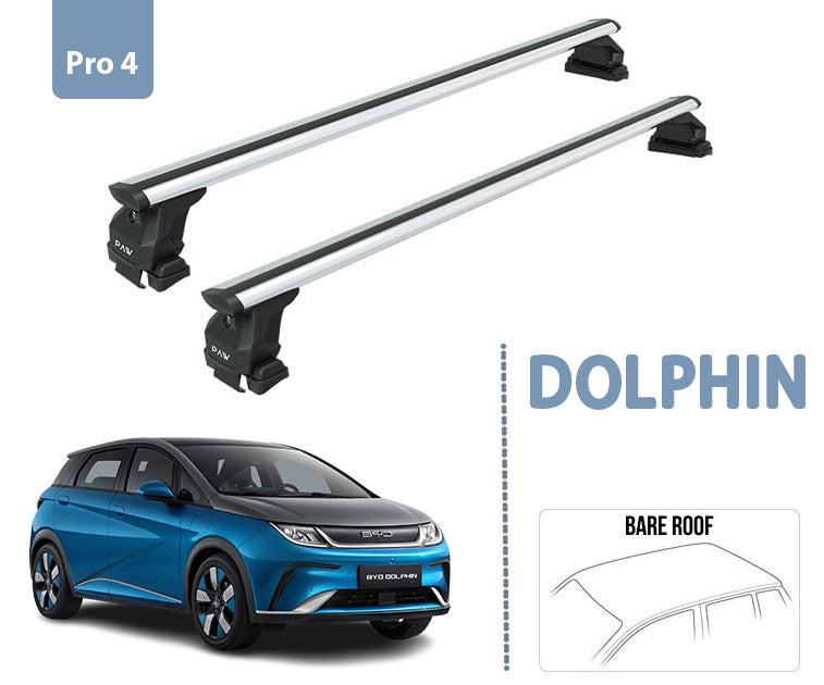 Byd Dolphin Lockable Aluminium Roof bars for cars with standard roof for Toros Pro 4 Silver