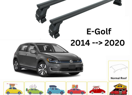 For Volkswagen E-Golf 2014-2020 Roof Rack Cross Bar Normal Roof Alu Black