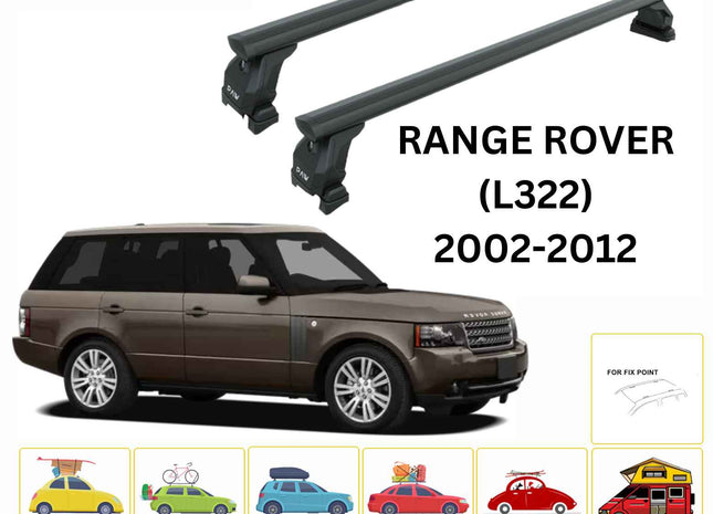 For Land Rover Range Rover (L322) 2002-2012 Cross Bars Fix Point Pro 6 Alu Black
