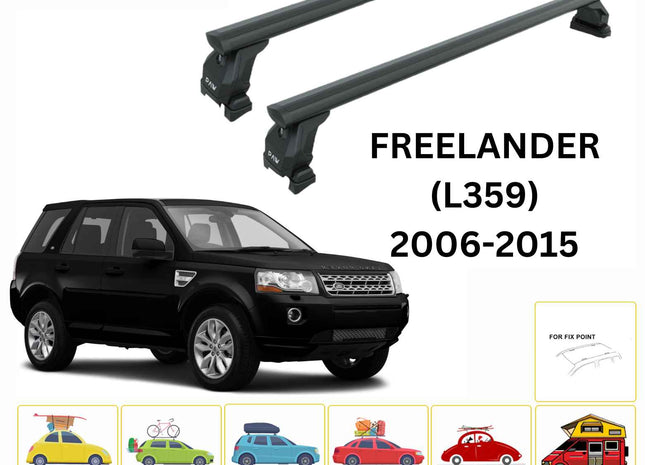 For Land Rover Freelander (L359) 2006-15 Roof Rack Cross Bars Fix Pro 6 Alu Black