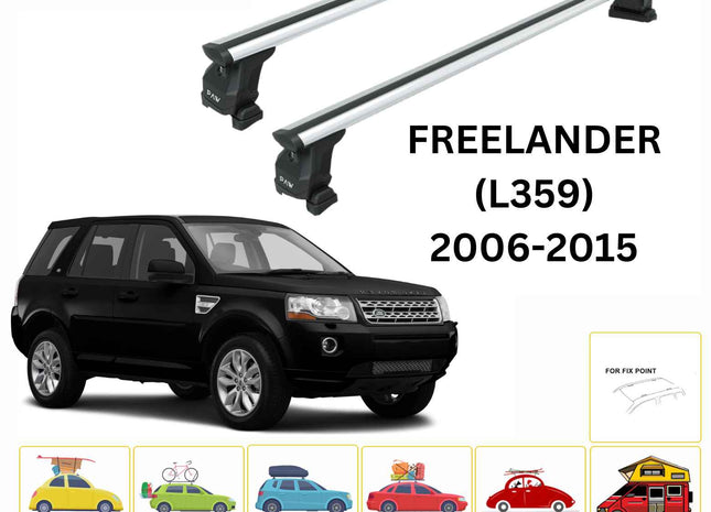 For Land Rover Freelander (L359) 2006-15 Roof Rack Cross Bars Fix Pro 6 Alu Silver