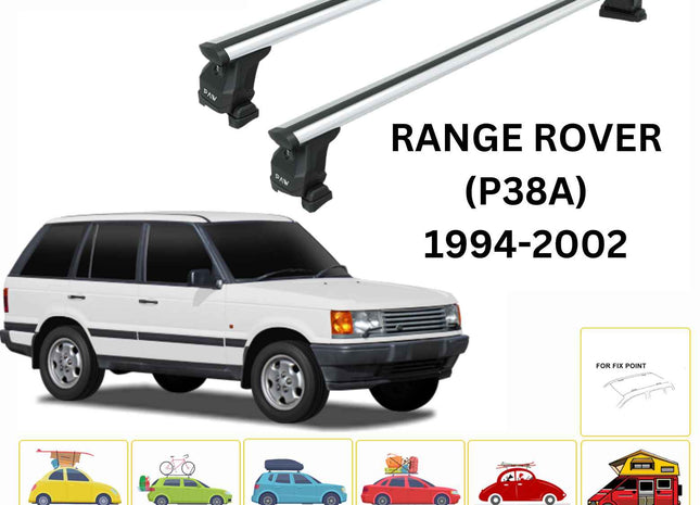 For Land Rover Range Rover 1994-2002 (P38A) Cross Bars Fix Point Pro 6 Silver