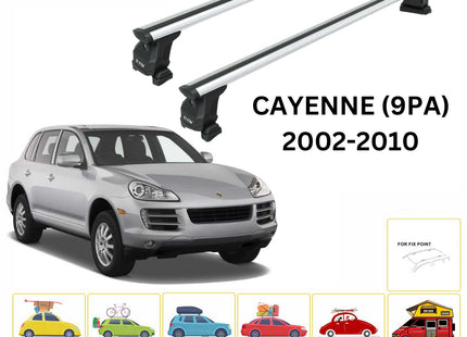 For Porsche Cayenne (9PA) 2002-10 Roof Rack Cross Bars Fix Point Pro 6 Alu Silver