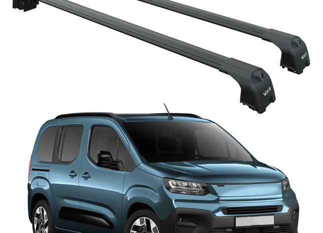 For Fiat Doblo 2023-2025 Roof Rack System, Aluminum Cross Bar, Flush Rail, Black