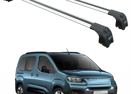 For Fiat Doblo 2023-2025 Roof Rack System, Aluminum Cross Bar, Flush Rail, Silver