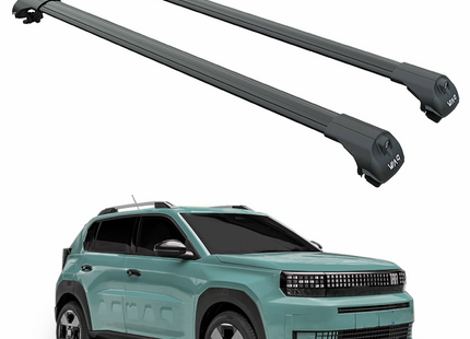 For Fiat Grande Panda Roof Rack Cross Bar Raised Rail Black