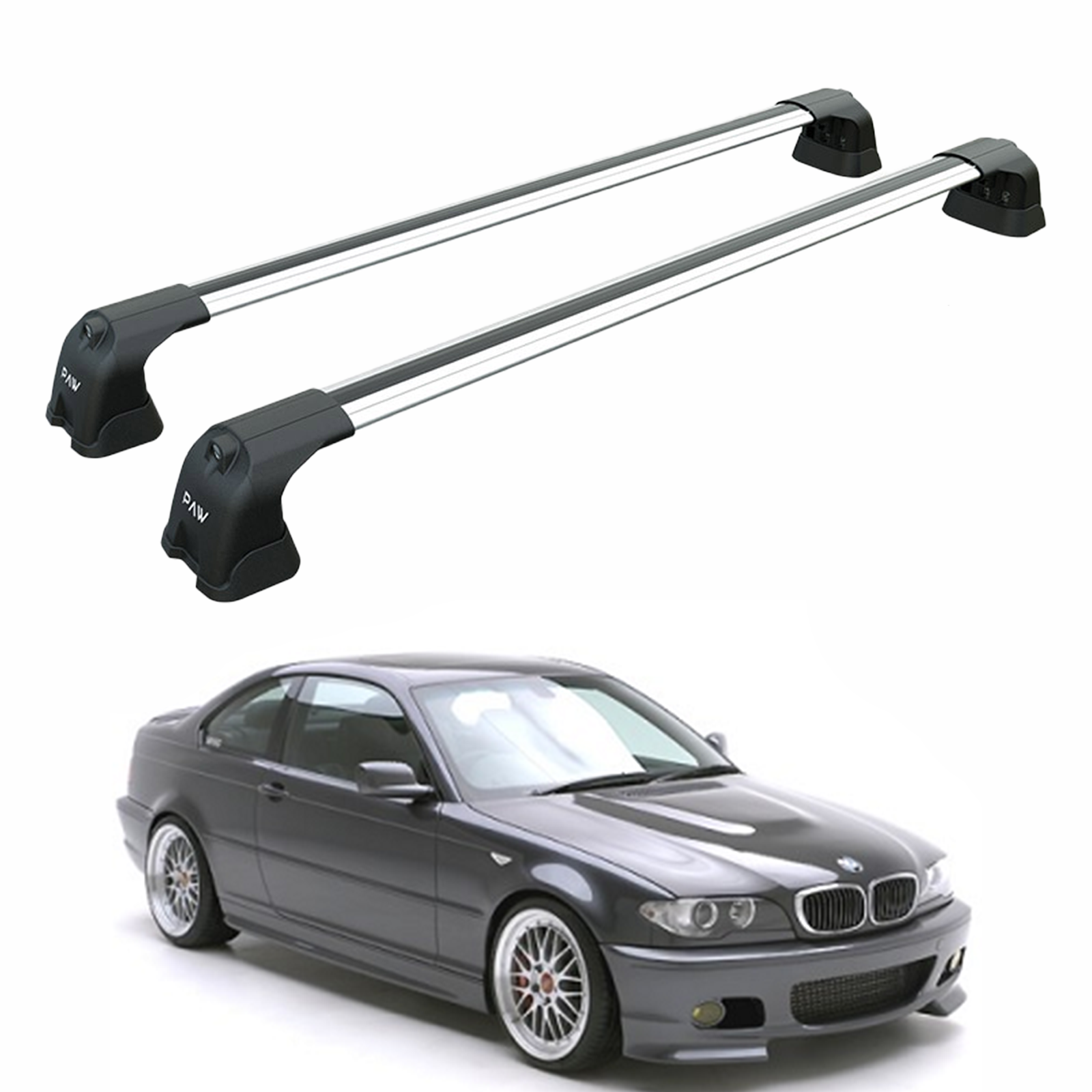 For Bmw 3 Coupe E46 1999-2006 Roof Rack Cross Bars Fix Point Silver