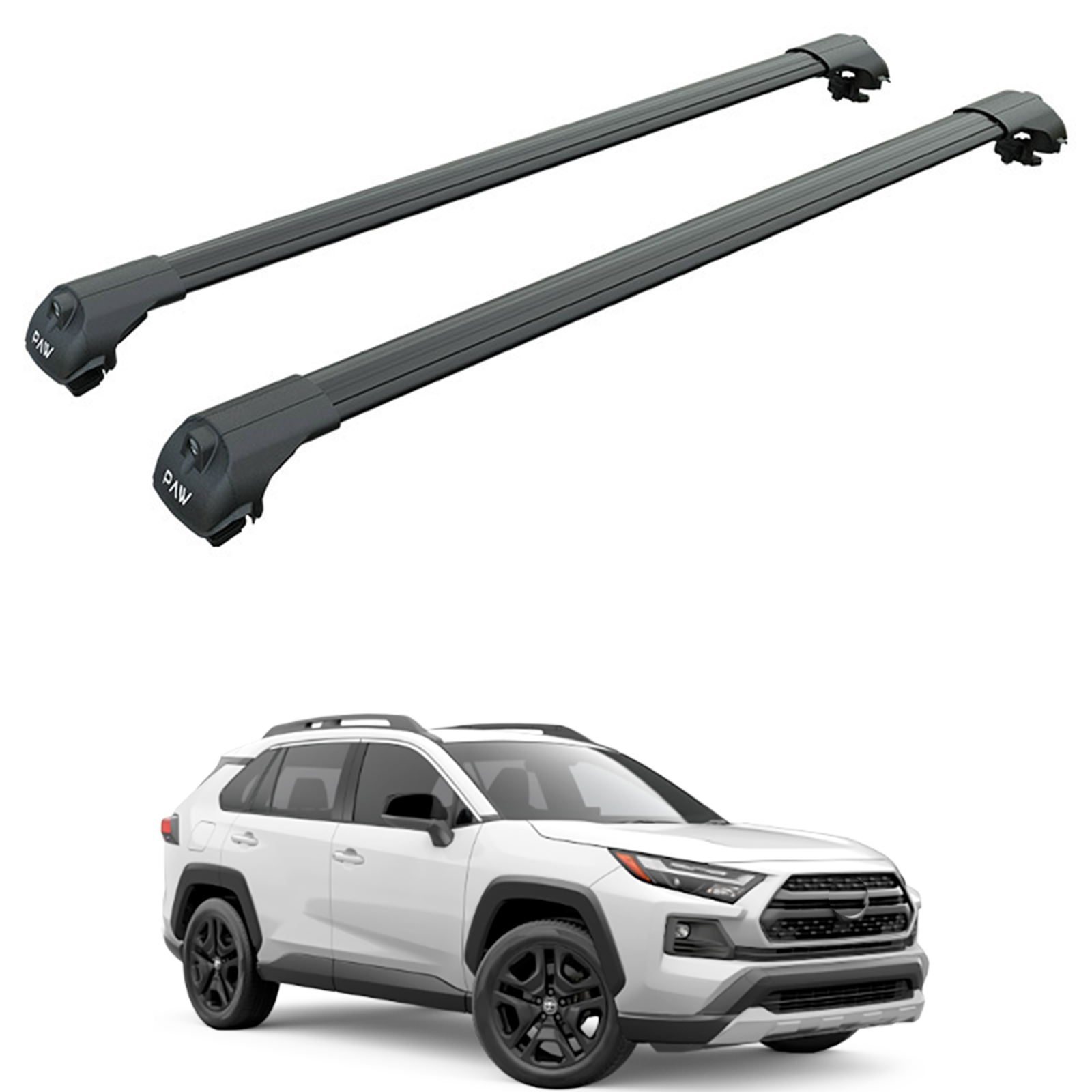 For Toyota Rav4 Adventure Roof Rack Cross Bars Raised Rail Alu Black 2019-Up