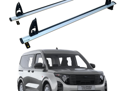 For Ford Transit Courier 2023-2025 Ladder Roof Rack Cross Bars Fix Point Alu Silver