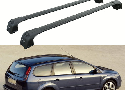 For Ford Focus Estate (2005-2011) Roof Rack Cross Bars T-Slot Black