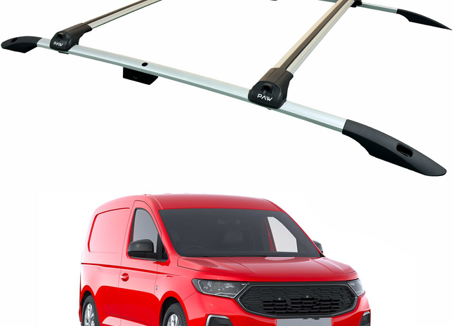 For Ford Transit Connect LWB (2024-2025) Roof Side Rails & Roof Rack Cross Bar Set – Silver