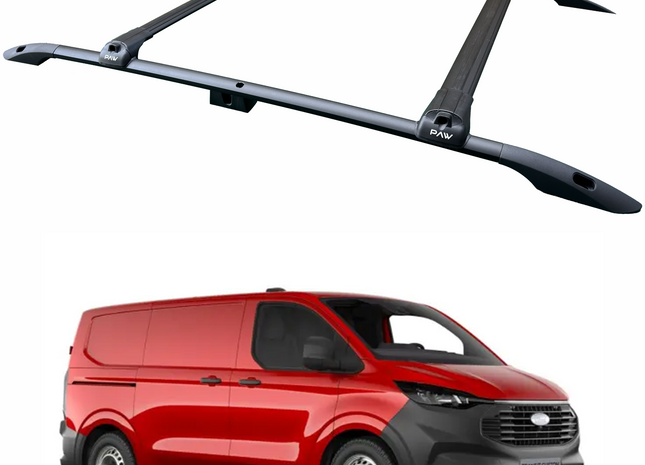 For Ford Transit Custom LWB (2023-2025) Roof Rails & Roof Rack Cross Bars – Full Set, Black