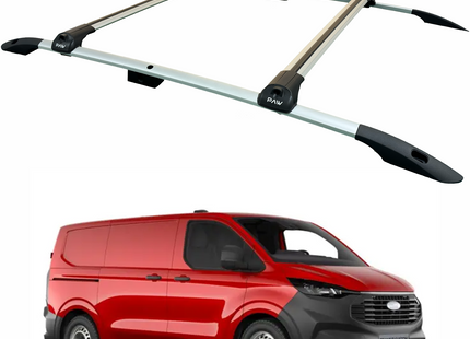 For Ford Transit Custom LWB (2023-2025) Roof Rails & Roof Rack Cross Bars – Full Set, Silver