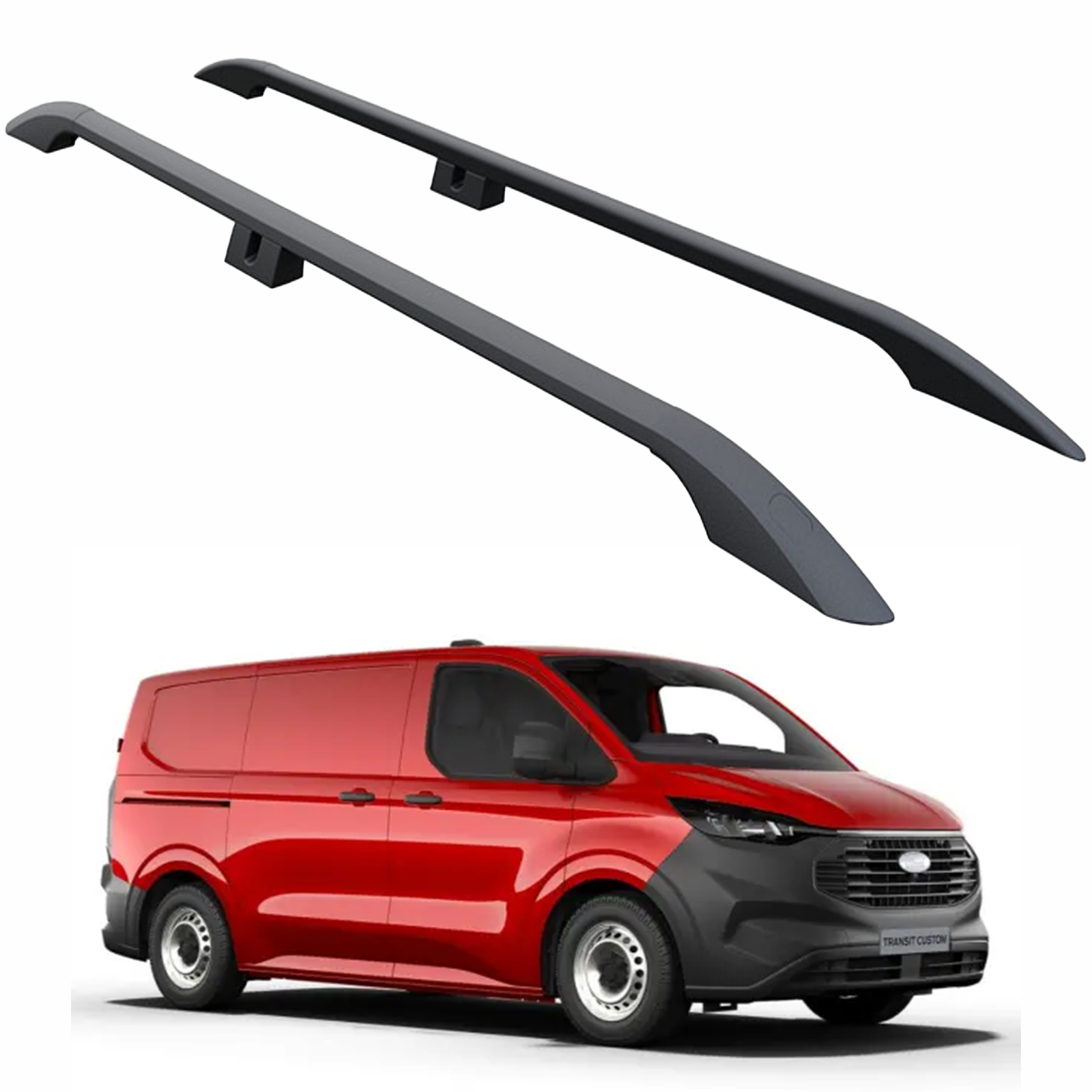 For Ford Transit Custom LWB (2023-2026) Roof Side Rails – Plus Model, Aluminum Black