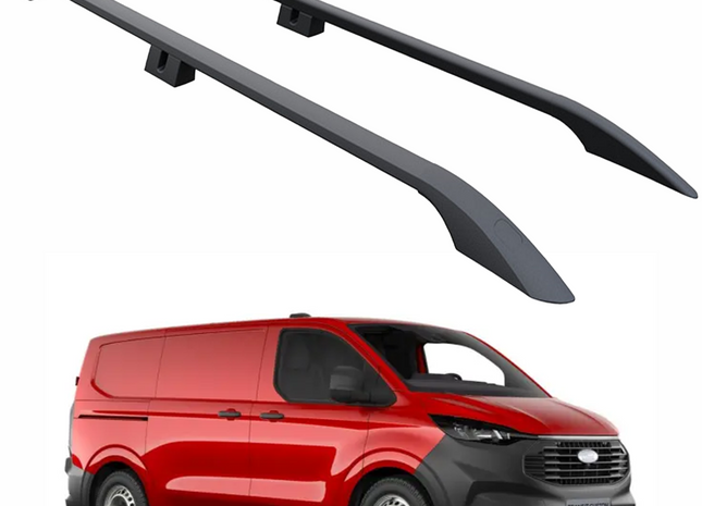 For Ford Transit Custom LWB (2023-2026) Roof Side Rails – Plus Model, Aluminum Black