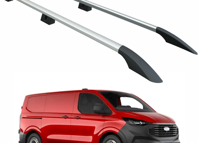 For Ford Transit Custom SWB (2023-2026) Roof Side Rails – Plus Model, Aluminum Silver