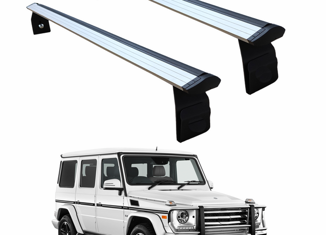 For Mercedes G W460 1979-2001 Roof Rack Cross Bars Rain Gutters Alu Silver